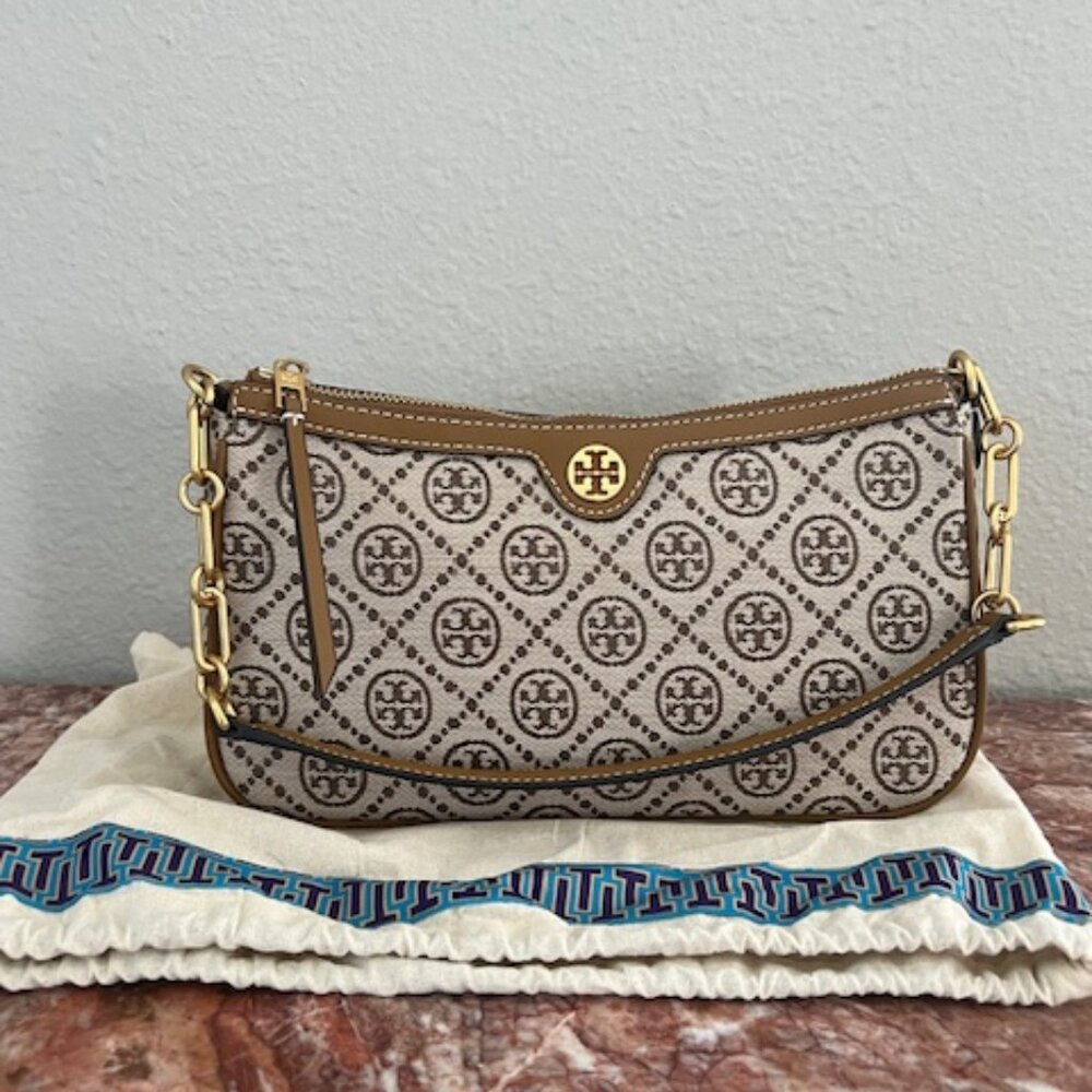 Tory Burch Jacquard Signature Crossbody Shoulder Pochette Bag - Picture 3 of 8